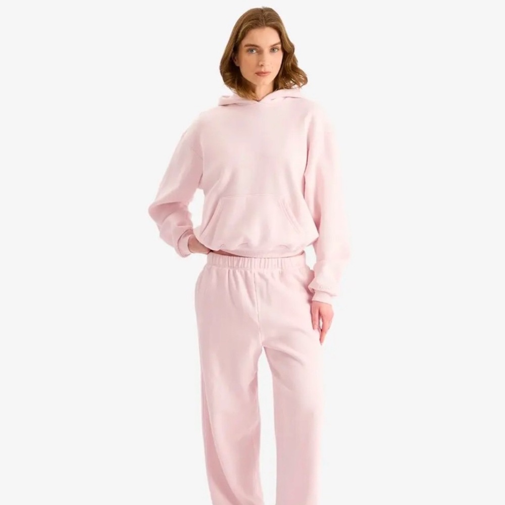 NWT COTTON FLEECE CLASSIC PULLOVER HOODIE BARELY PINK (Dep) - Picture 3 of 4